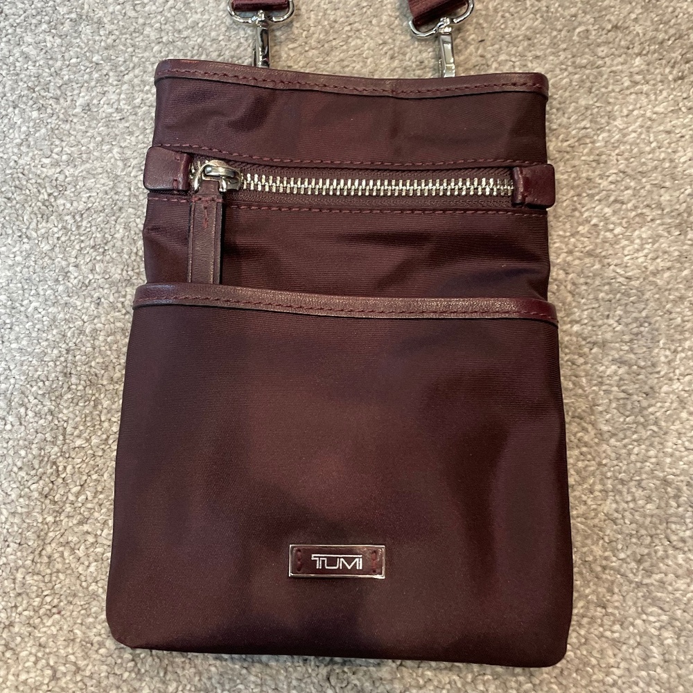 TUMI Deep Eggplant Nylon Positano Small Travel Pouch Crossbody